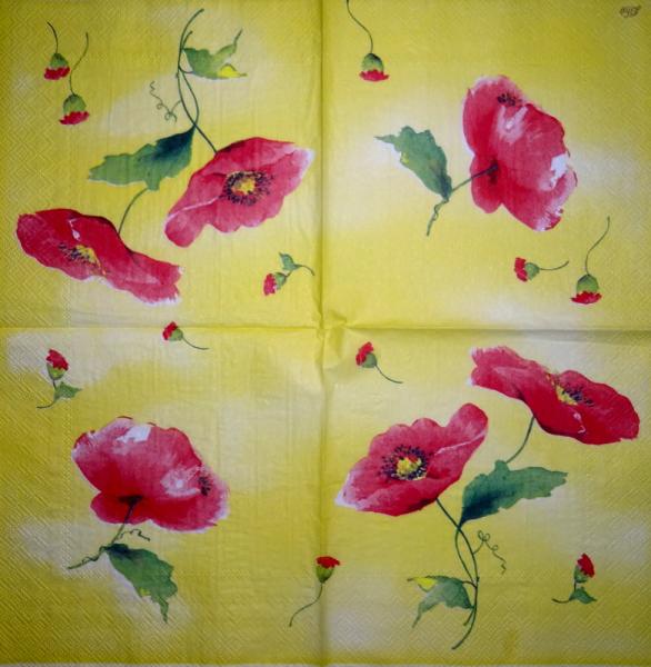 044 Anemonen, Mohn - 3-lagig (gelb) - Ihr